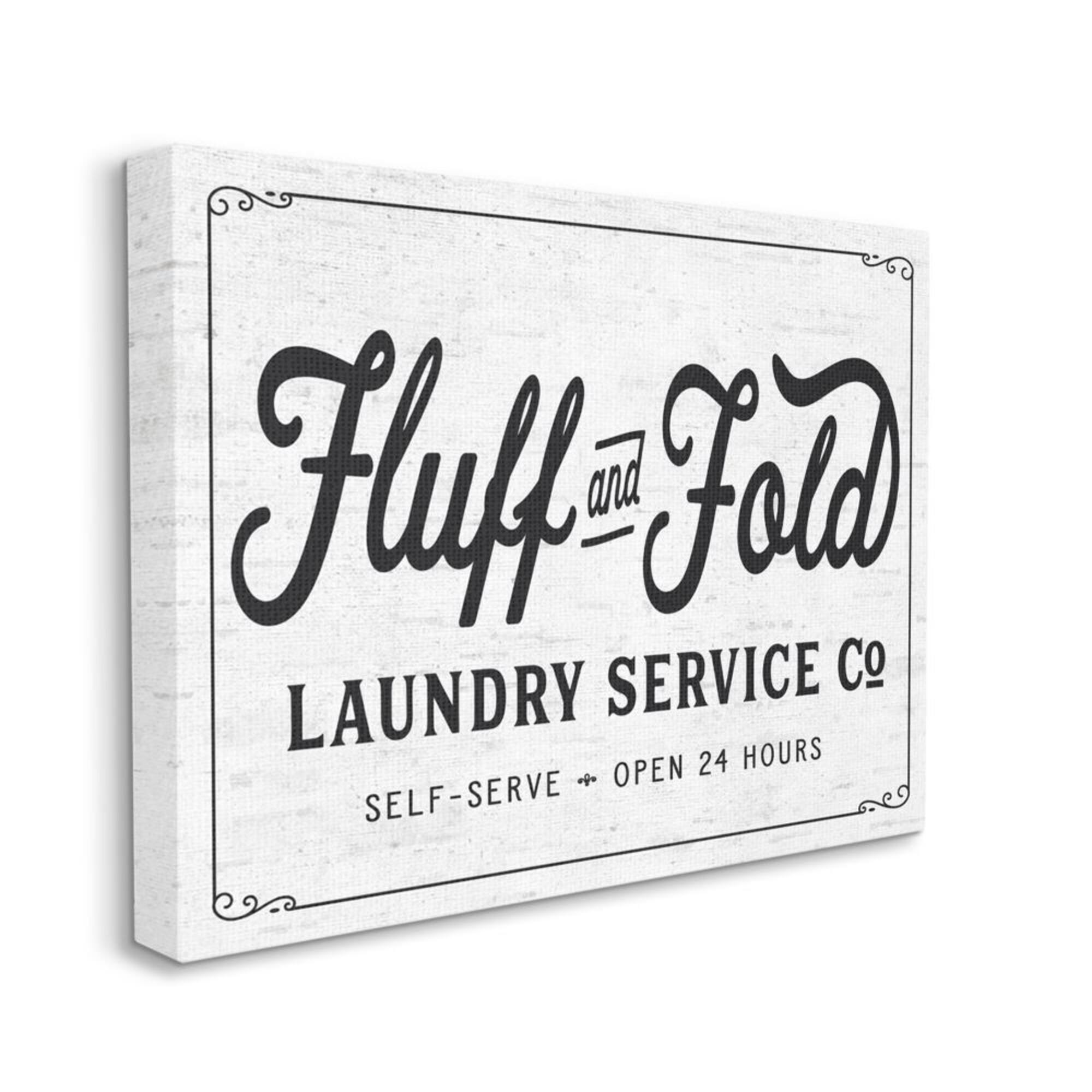Stupell Industries Fluff and Fold Laundry Room Vintage Country Sign Canvas Wall Art